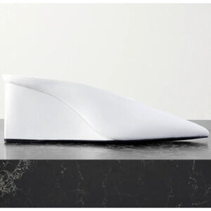 ALAÏA Satin point-toe wedge mules in White